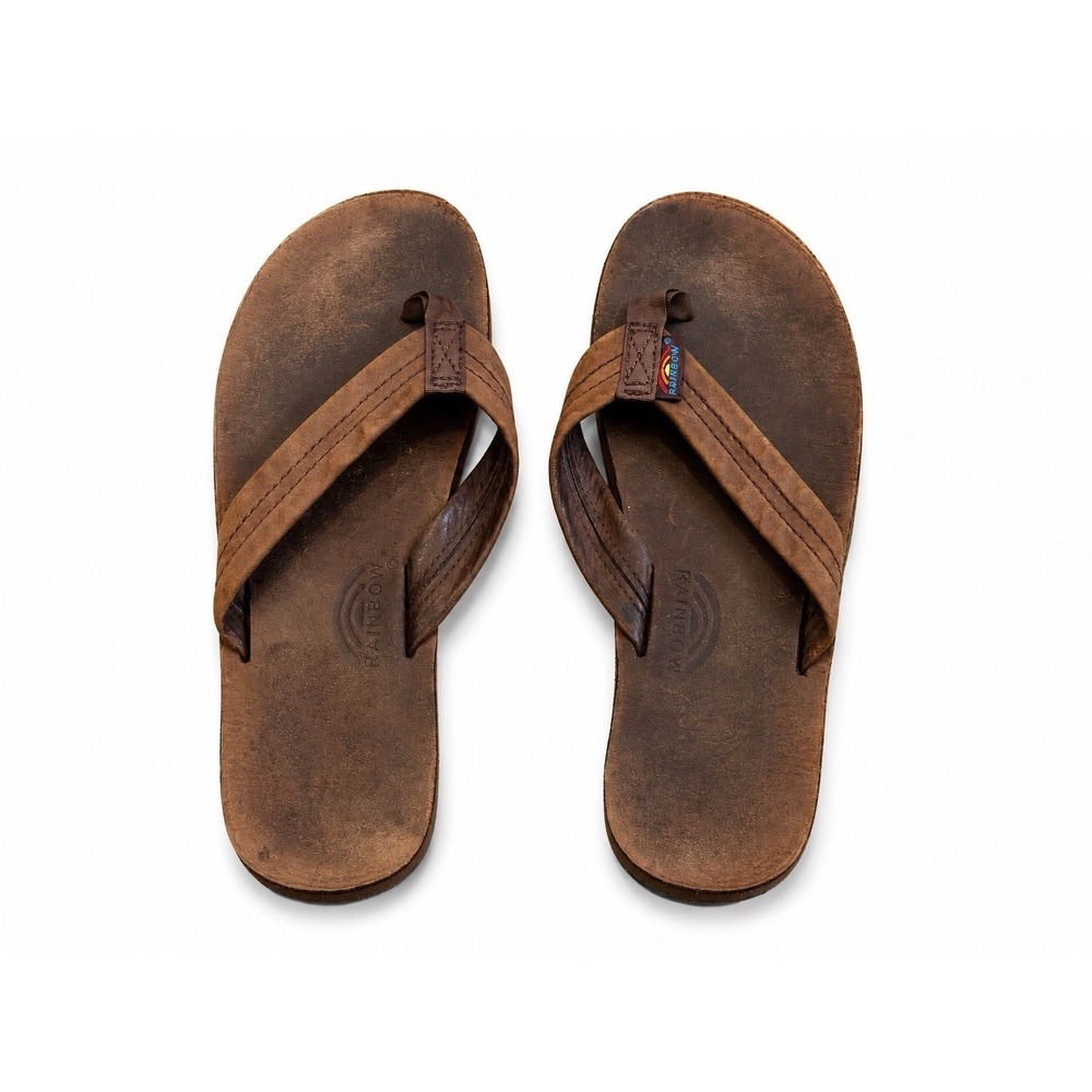 Rainbow Classic Flip Flops Small Espresso Brown Leather Sandals Coastal 5.5-6.5